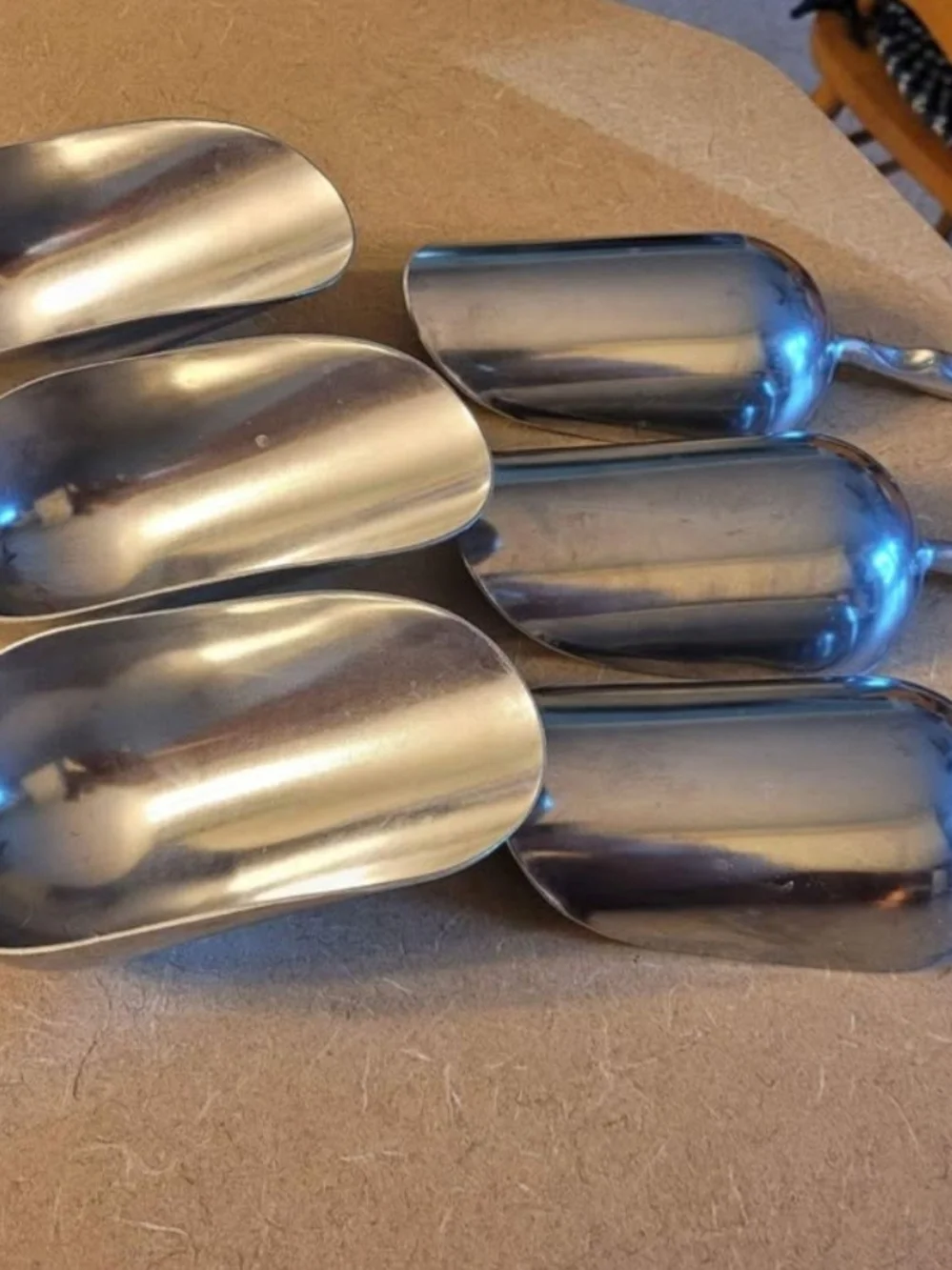 Stainless Steel Food Scoops - Polished Silver Set- 6 Scoops